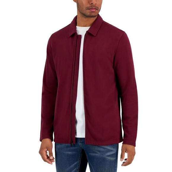 Alfani Men's Maroon Red Cotton Harrington French Terry Zip Front Jacket Size XXL - Picture 1 of 4